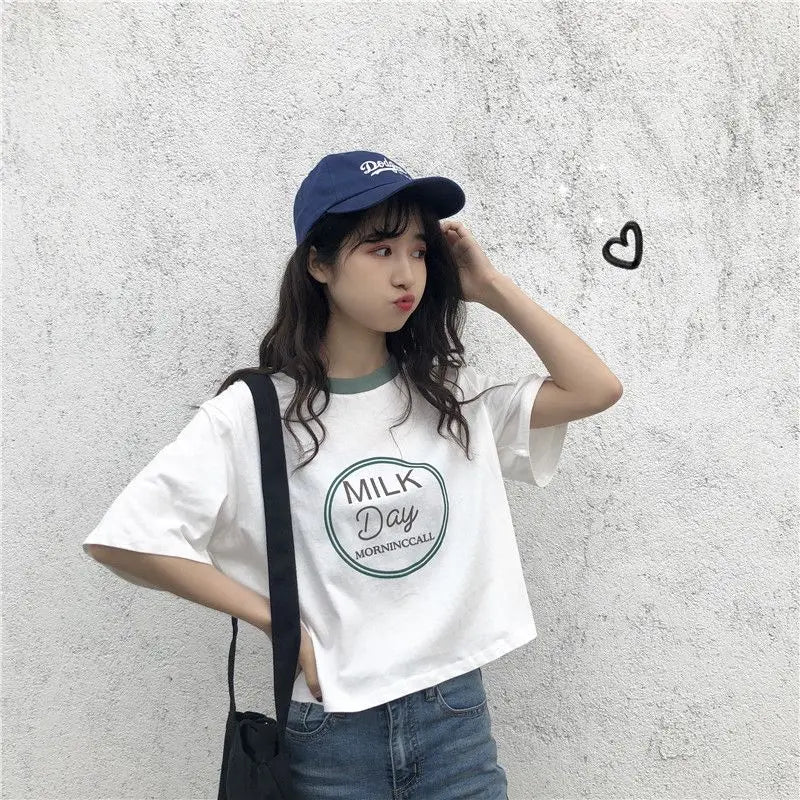 Y2k Tribal flame – Short Short Sleeved T Shirt For Female Students New Korean S