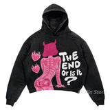 Gothic Oversized Tee – Harajuku Streetwear Men Oversized Angel Print Hoodies – Streetwear Fashion for Men & Women