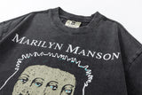 grunge vintage t-shirt featuring summer retro vintage rock band tee portrait print cotton high street casual loose t shirt for men