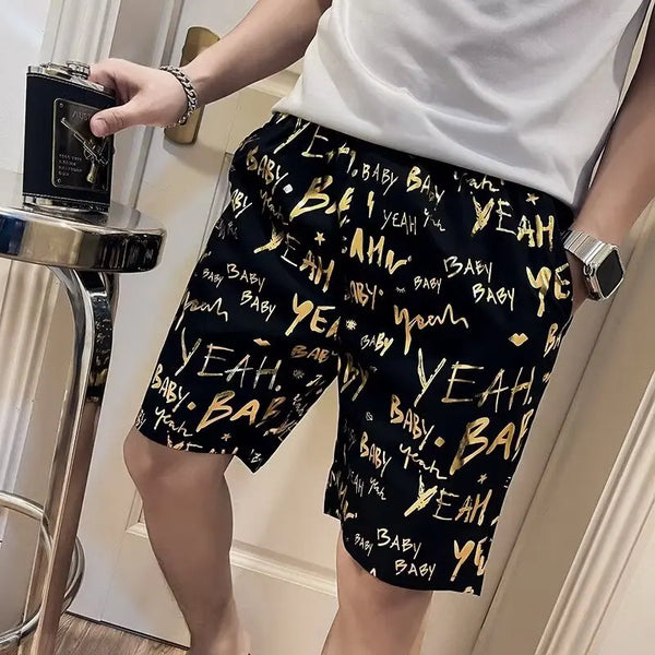 Gold Luxury Swimwear Shorts Breathable Surf Board Shorts Men's Vacation Beach Shorts Quick Dry Swimsuit Summer Sports Trunks Boy