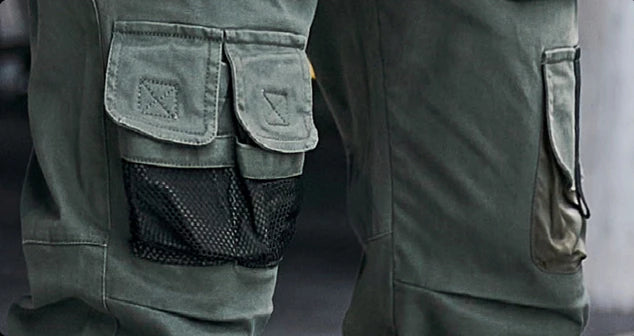 mens cargo pants elastic waist trousers streetwear hip hop loose fit ankle drawstring military pockets sweatpants joggers black unique joggers style 4105