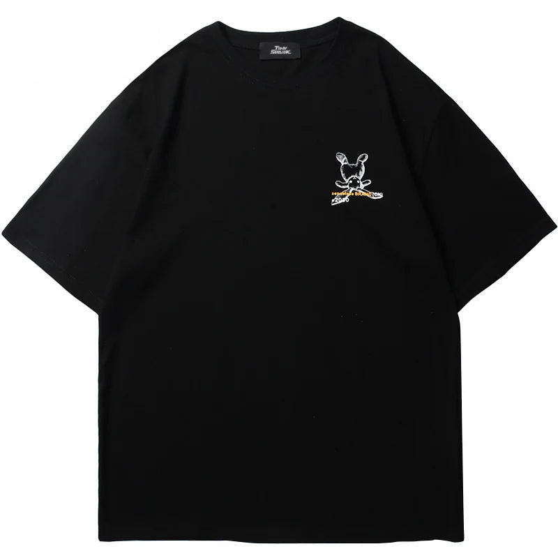 Y2K Graphic Tee – Hip Hop Streetwear Tshirt 2023 Men Cute Rabbit Letter Printe – Modern Streetwear for Everyone