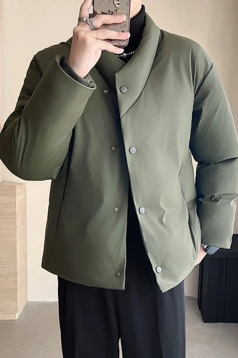Winter Leather Jacket Men Korean Streetwear Fashion Loose Casual Business Retro Leather Padded Cotton Parkas Jacket Warm Coat