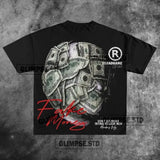 Y2K Trapcore T-Shirt – Money Bag Flame Print Urban Style