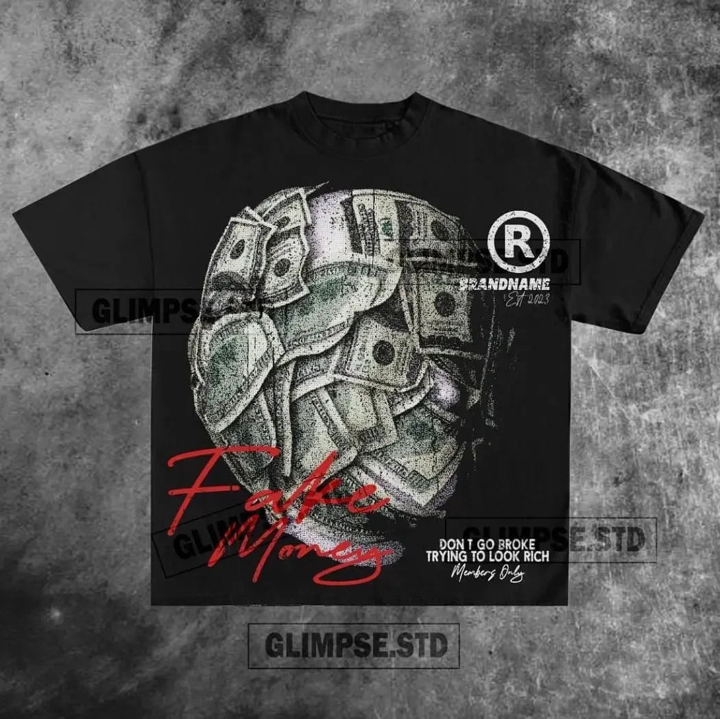 Vaporcore Tee – Static Flame Emoji Graphic Y2K Streetwear