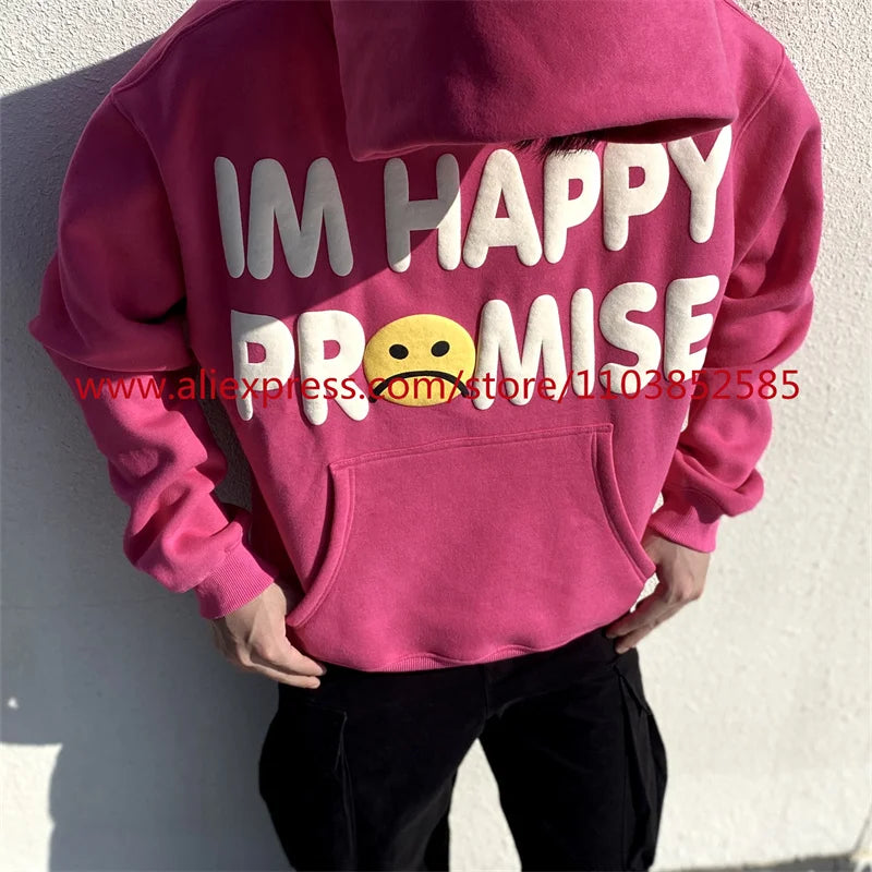 American Heavyweight Vintage Long Sleeved Fleece Hooded Sweatshirt Wit