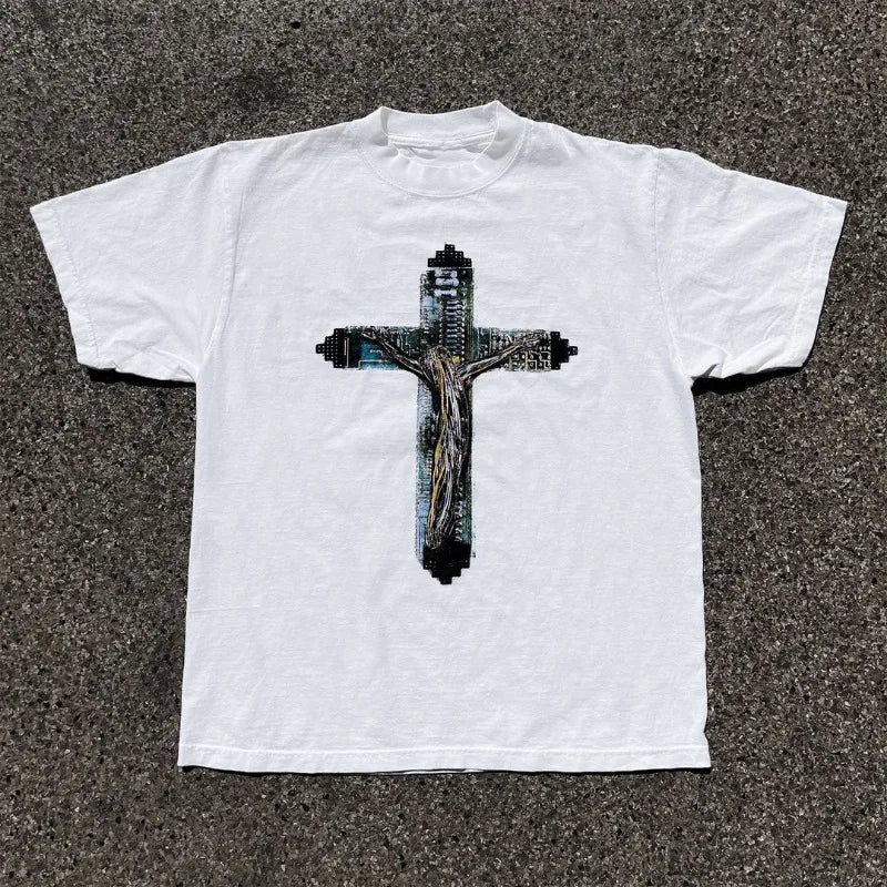 Anime Graphic tee – 2024 Summer American Retro Personalized Anime Print Oversize