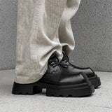 High Street Increase Derby Shoes Men's Streetwear Fashion Thick Sole Platform PU Leather Casual Luxury Designer Shoe