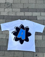 oversized cartoon graffiti tee with y2k manga layout and pastel flare