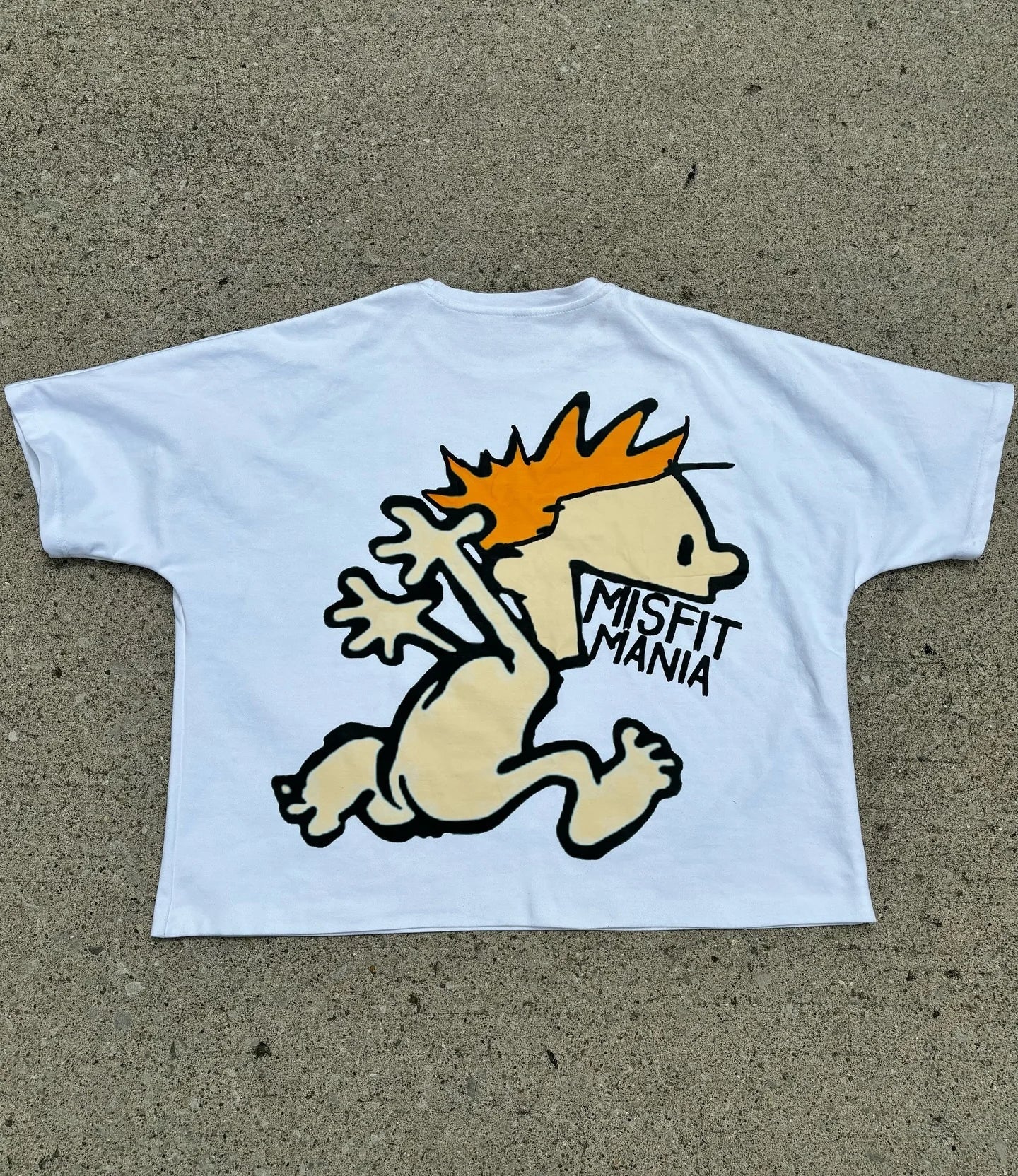 anime streetwear shirt with cartoon blocks and vaporwave texture