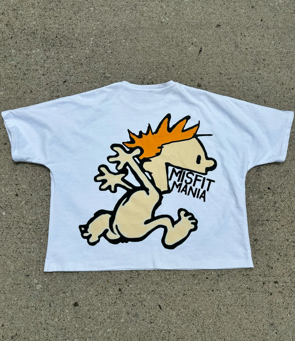 anime streetwear shirt with cartoon blocks and vaporwave texture