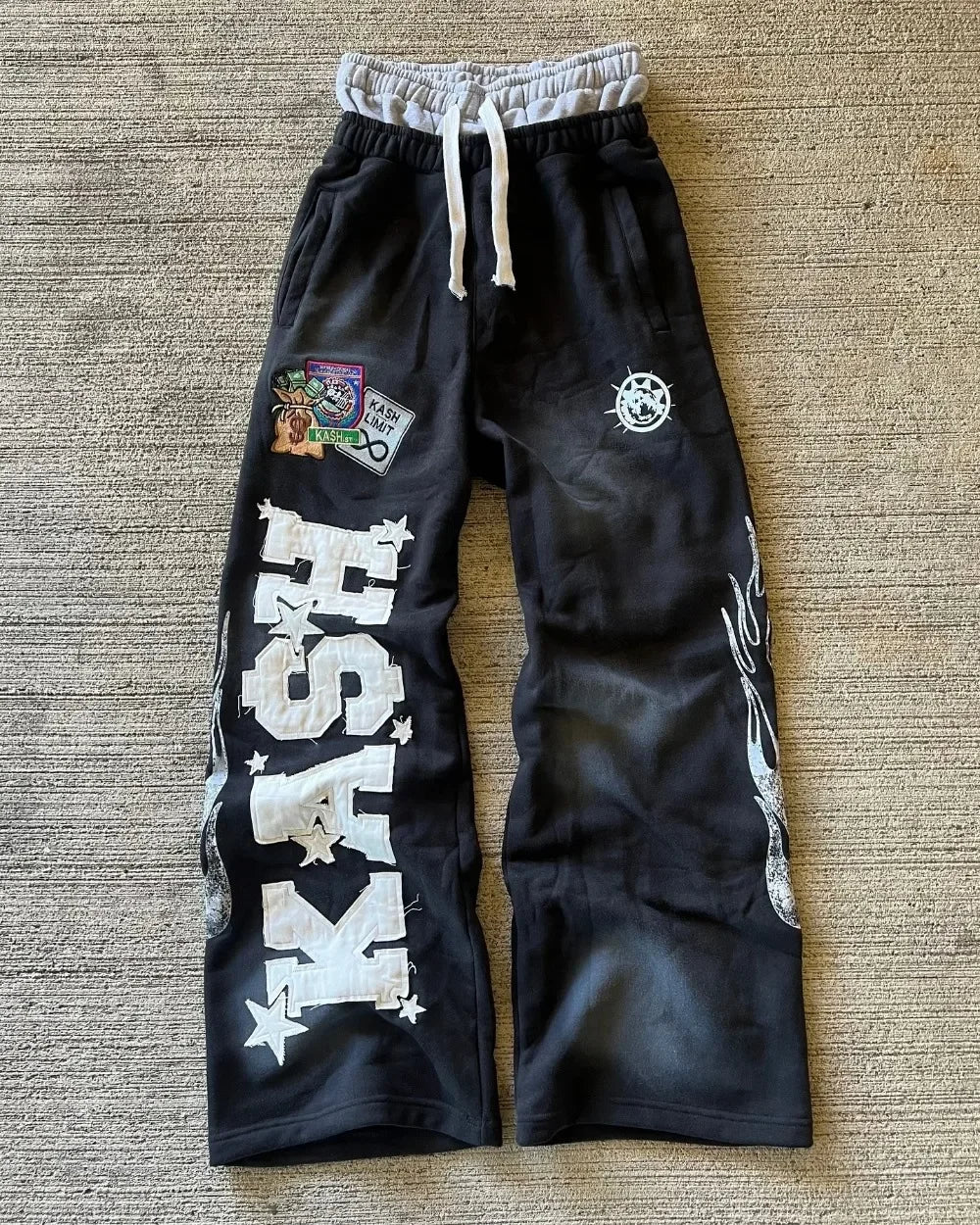 cargo pants men double elastic waist patchwork letter pattern y2k joggers men baggy hosen vintage casual sweatpants streetwear unique joggers style 703