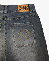 American Retro Fashion Brand Clothing Letter Embroidered Denim Shorts Men Y2k Street Fashion Loose Oversized Shorts Women