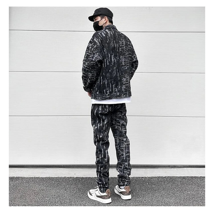 irregular scratched ripped holes denim jackets 2023 fashion turn down collar mens jean outerwear casual streetwear jeans nan  - variant style d6fc9f for streetwear fashion
