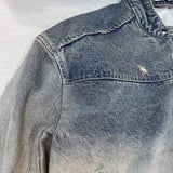 urban fashion featuring collarless wash denim motorcycle jacket design – premium quality jacket for men
