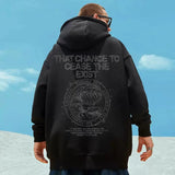 Wave Graphics Letter Print Loose Casual Fleece Hoodies For Men Autumn