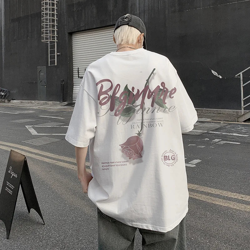 Gothic Tribal flames – Gothic Rose Graphic Tee Shirts Hombre Fashion Cotton