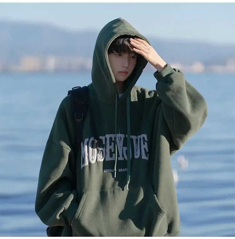 Spring and Autumn Trendy Hip Hop American High Street Men and Women Retro Letter Printed Hoodie Couple Loose Casual Top y2k