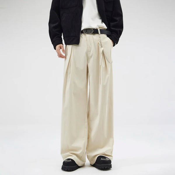 wide leg casual suit pants men japanese korean streetwear fashion loose cleanfit suit baggy pants cityboy long trousers urban fashion pants