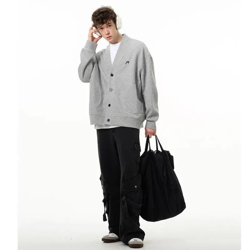 grunge fire sweater, streetwear drip, cozy knitwear for men, oversized grunge aesthetic winter top