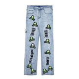 skull embroidery patchwork ripped denim jean pants fashion biker straight trousers streetwear hip hop joggers pant men clothing unique joggers style 2377
