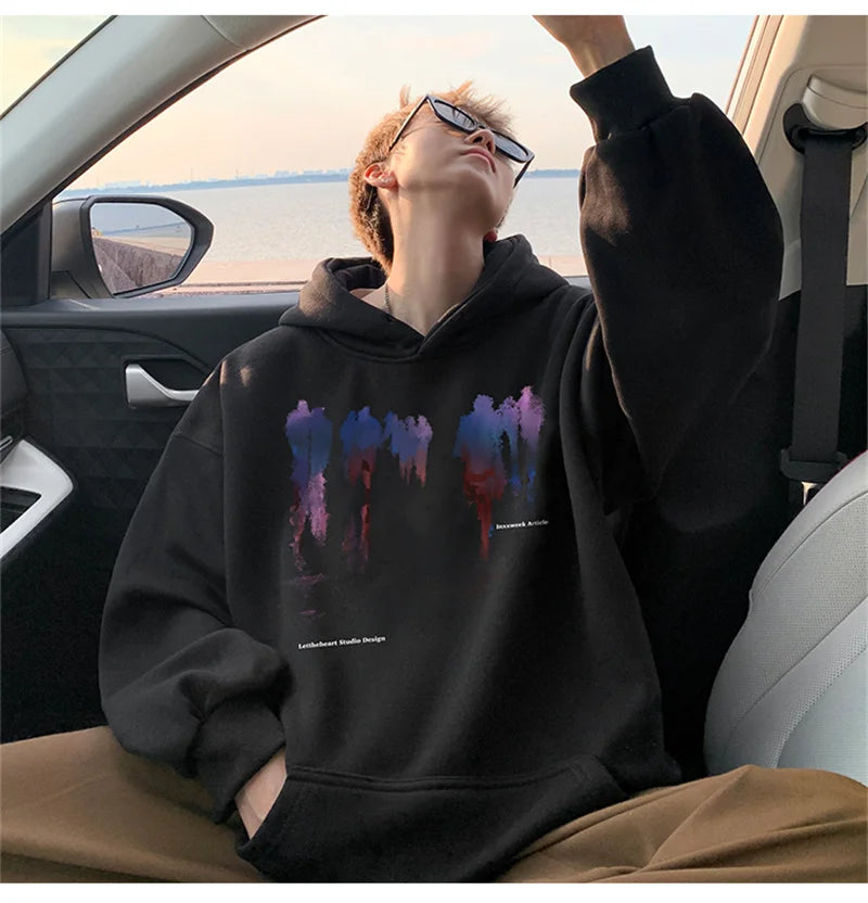 New Hip Hop Graphic Pullover Hoodies For Men High Street Design Oversi