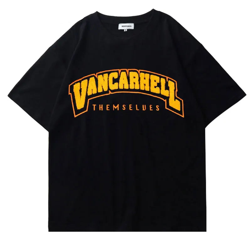 Vaporwave Aesthetic print tee – Mens Tshirt Streetwear Hip Hop Embroidery Letters Cotton Loo