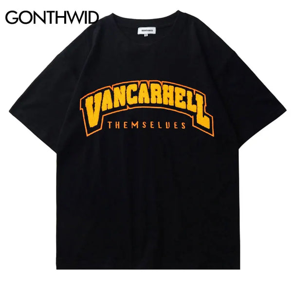 Vaporwave Aesthetic print tee – Mens Tshirt Streetwear Hip Hop Embroidery Letters Cotton Loo
