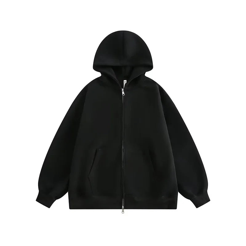 Y2K Minimalist Zip Collar Top – Winter Mens Fleece Zipper Hooded Sweatshirts 2025 New Classic Solid Color Oversized Hoodies Y2K Streetwear Outerwear Tracksuit | Zip Knit Drop #223