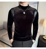 Trapwear Graphic tee – Turtleneck Stretch Slim Fit T Shirt Men Long Sleeve Thicken