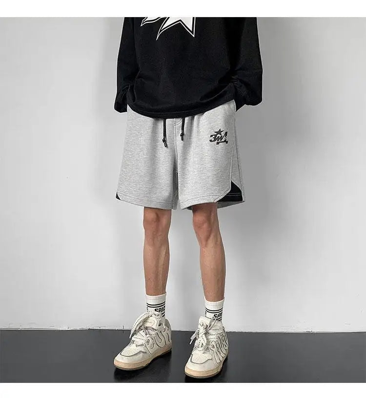 Korean fake two-piece sports basketball shorts men summer American fashion