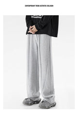 winter mens gray thickened straight leg sweatpants 2025 high street baggy drape pants korean fashion y2k casual trousers unique joggers style 159