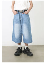 men summer streetwear fashion loose casual wide leg denim calf length jeans pants male vintage jeans baggy hosen pants unique jeans style 1507