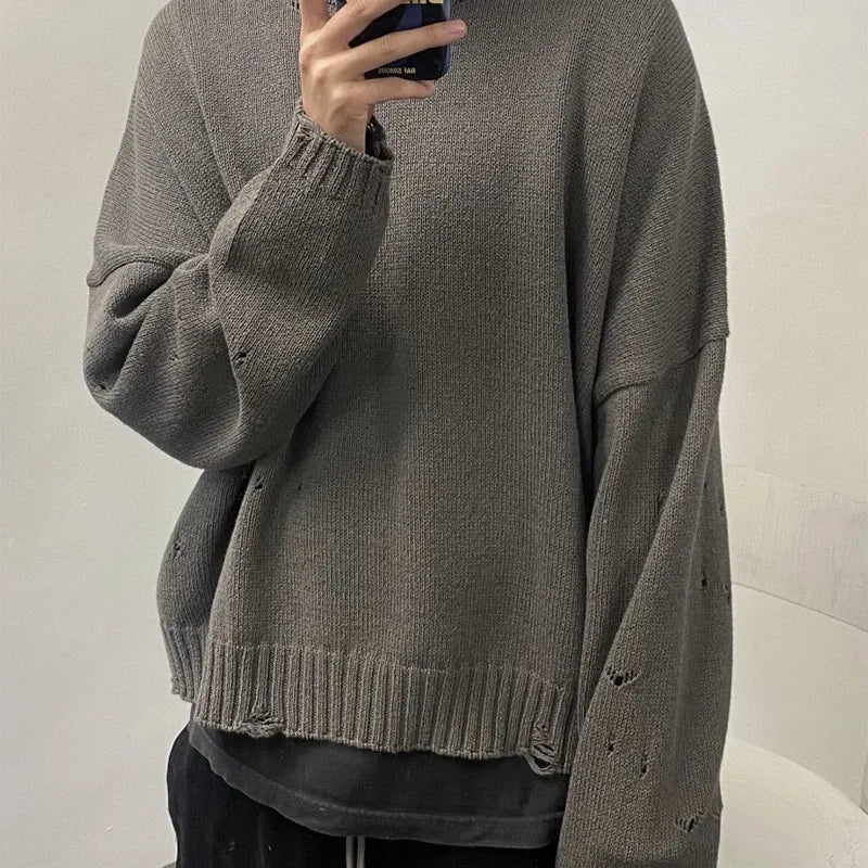 new 2023 men luxury under my car holes gentleman classic cotton knit casual sweaters pullover asian size high drake 49 - vintage look oversized hoodie, trendy hip hop fashion hoodie, Y2K grunge street style