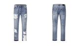 letters patckwork bottom ripped denim jeans men casual straight biker trousers fashion streetwear hip hop jean pants joggers unique joggers style 3740