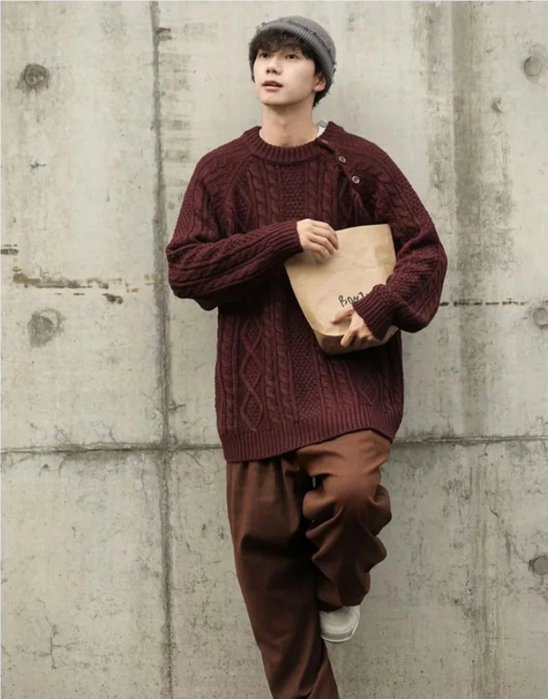 bold graphic pullover, layered streetwear look, soft knit pullover with flame design, y2k fashion statement