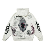 American High Street Fashion Brand Anime Graffiti Print Zipper Hoodie