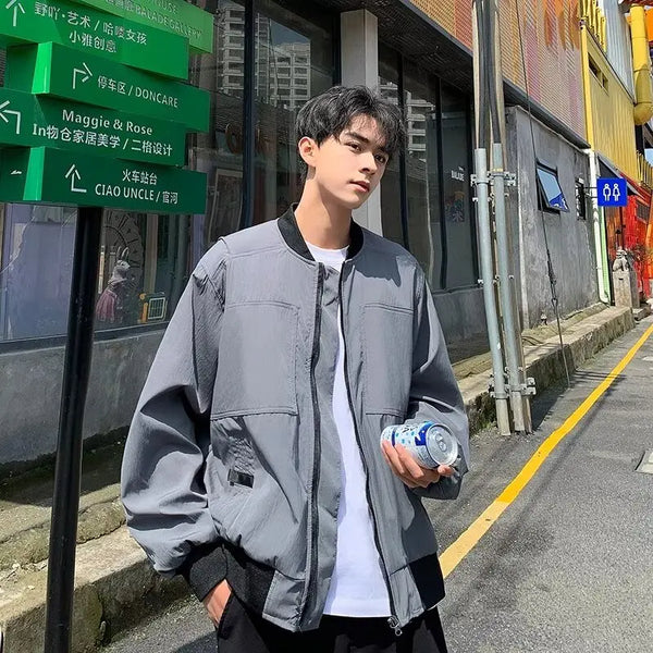 checkered varsity coat, layered streetwear look, trendy