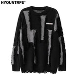hip hop knitted oversized sweater mens ripped tassel holes pullover streetwear unisex new casual loose sweaters jumpers knitwear - oversized streetwear hoodie, bold artwork streetwear hoodie, vintage look oversized hoodie