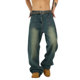 retro washed denim baggy jeans pants unisex hip hop fashion streetwear harajuku loose wide leg straight y2k pants joggers men unique joggers style 485