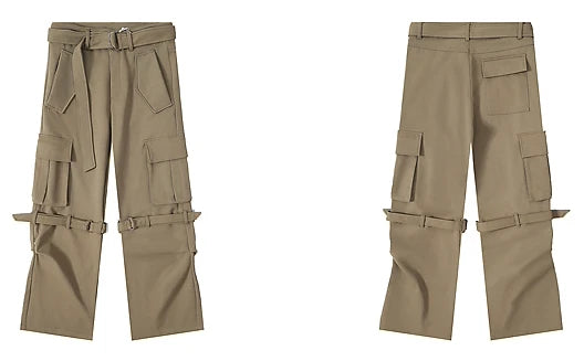 fashion cargo pants adjustable belts waist with side pockets joggers streetwear pant unisex casual loose straight baggy trousers unique joggers style 361