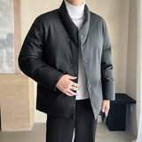 Winter Leather Jacket Men Korean Streetwear Fashion Loose Casual Business Retro Leather Padded Cotton Parkas Jacket Warm Coat