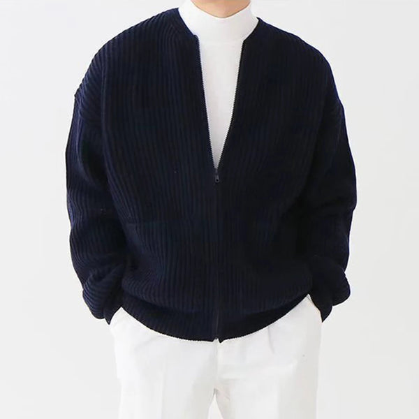 Korean Color Round Neck Knitted Cardigan Jacket For Men 2023 Autumn Winter Fashion Youth Trend Versatile Casual Breathable Top