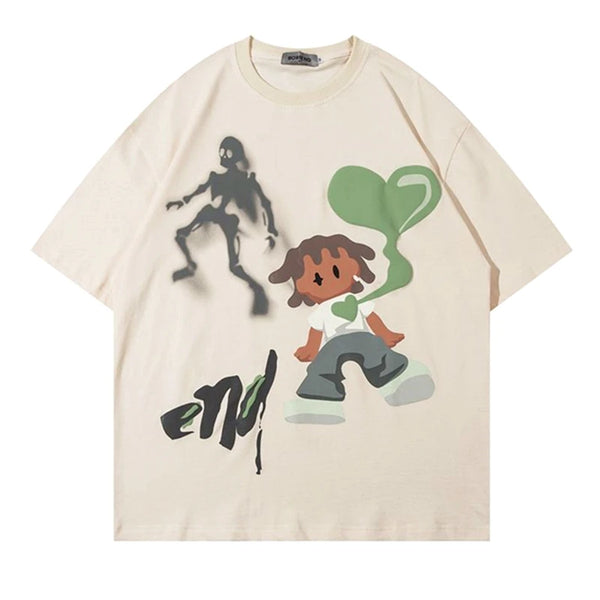 Anime Aesthetic print tee – 2023 Hip Hop Original Hand Painted Cartoon T Shirts Mens Coo