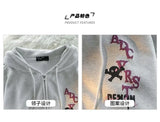 American Spider Retro Ins Printed Cardigan Hooded Sweatshirt Plus Velvet Thickened Men and Women Y2K Trendy Brand Couple Jacket