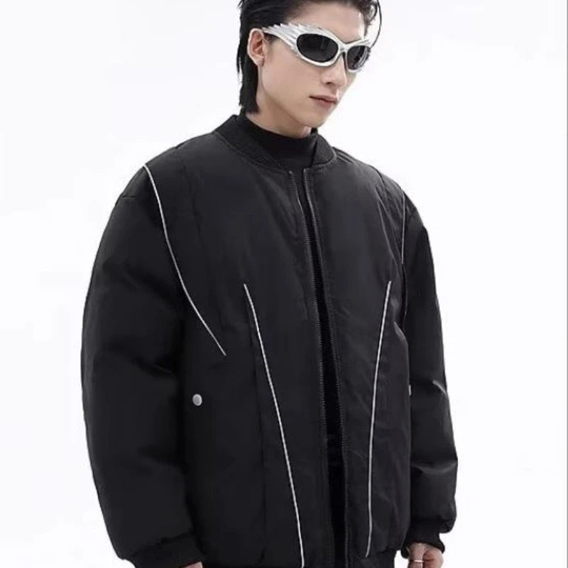 Winter Thickening Flying Baseball Uniform Solid Multi Pocket Simplicity Warm Cotton Jacket 2024 New Streetwear Male Parkas