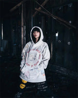 2024 New Arrival Vintage SM Brand Fashion Hand painted Graffiti Vintage ripped distressed hoodie Sweatshirt