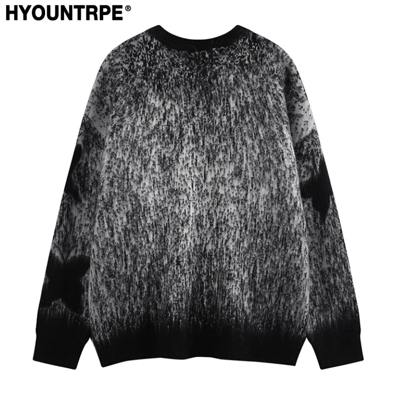 grunge pullover streetwear, modern knitwear, cozy fashion fit, stylish street outfit, modern aesthetic appeal