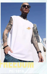 Gothic Oversized shirt – Summer Anime Lion Dance Printed Sleeveless T Shirt Men Overs