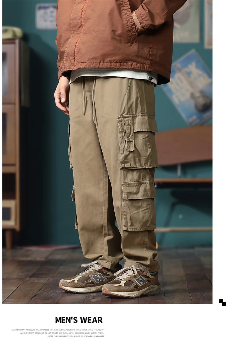 american vintage baggy cargo pants men outdoor sport military tactical sweatpants y2k straight multi pocket overalls trousers unique joggers style 472